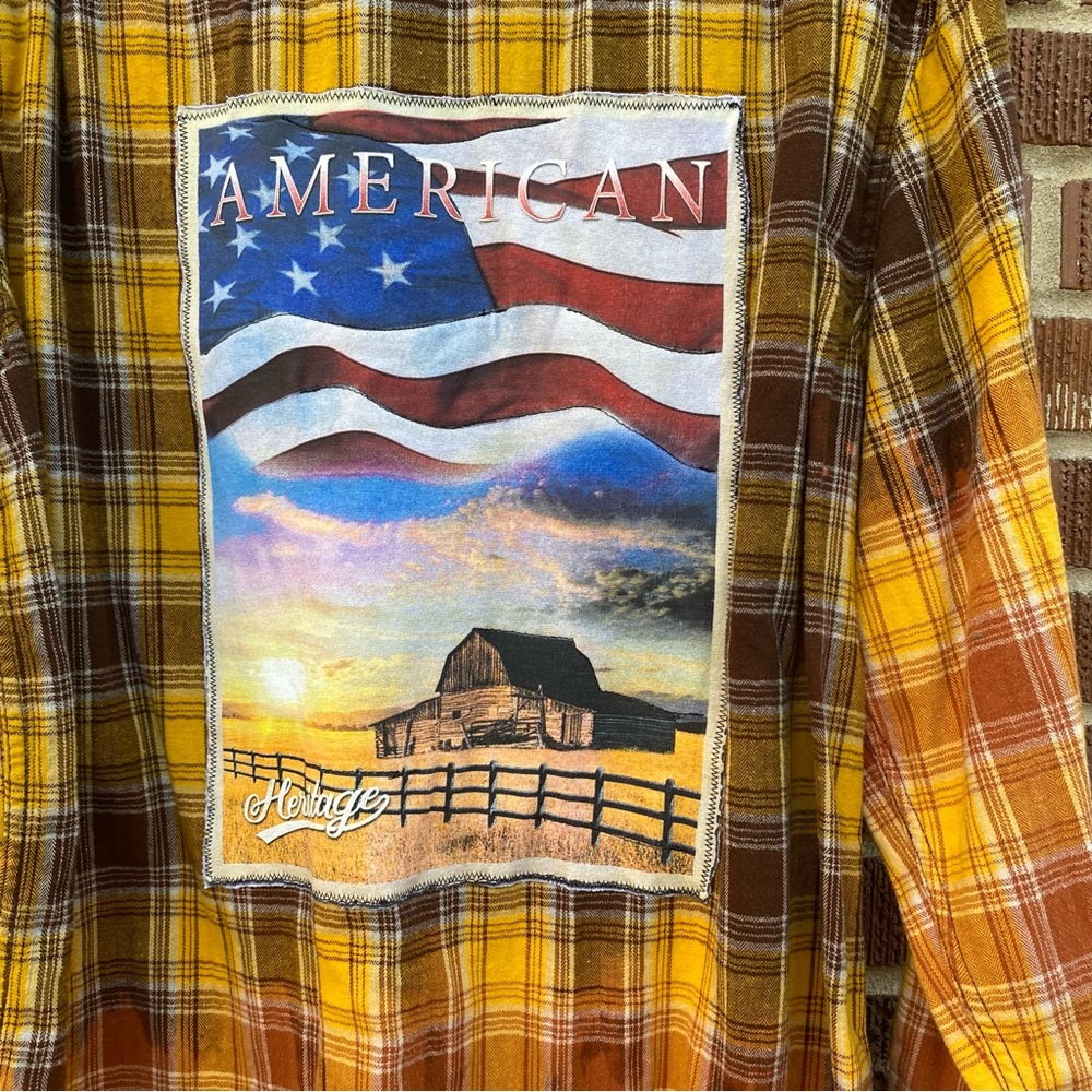 Upcycled Bleached With Back Appliqu Button Down M… - image 6